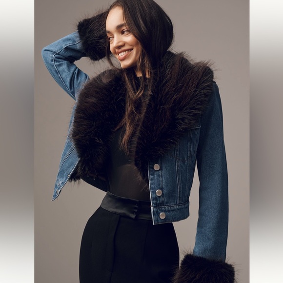 Anthropologie Jackets & Blazers - NWT Stunning Avec Les Filles Faux-Fur Trim Jacket